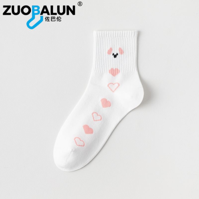 Xinjiang-Baumwoll-Weiße Socken Damen Frühling Herbst Mittellange Socken reine Baumwolle antibakteriell geruchshemmend Cartoon Freizeit-Socken Damen Baumwollsocken Großhandel - 8