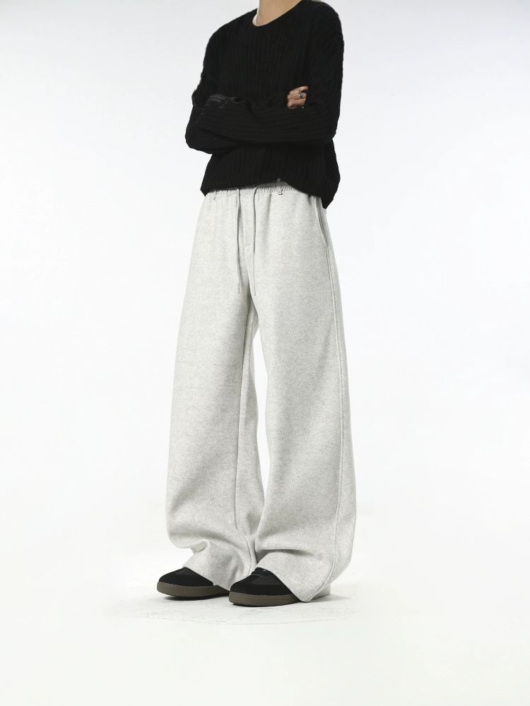 2026 New Autumn Winter Casual Pants Men Sand-Washed Sweatpants Patchwork Solid Color Wide-Leg Pants Saber Pants Hong Kong Style Sports Pants Trendy