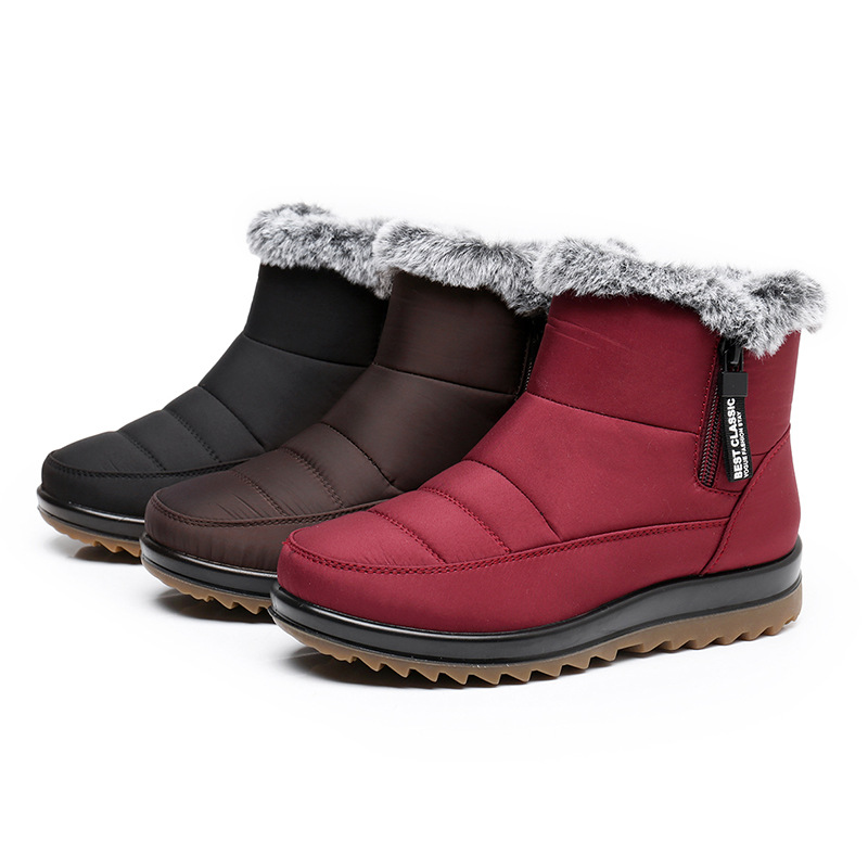 Non-Slip Waterproof Winter Women's Cotton Snow Boots, Velvet Lined