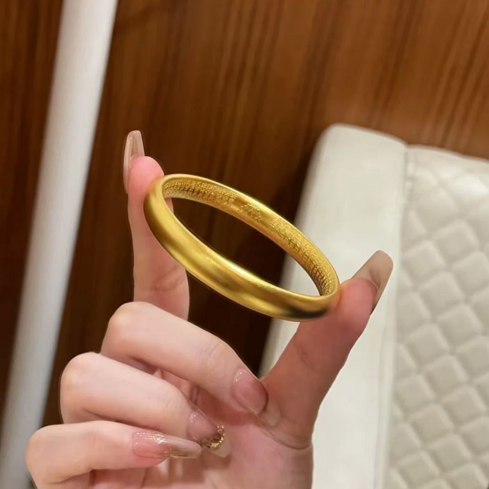 24K gold plated lotus heart sutra bracelet and ring
