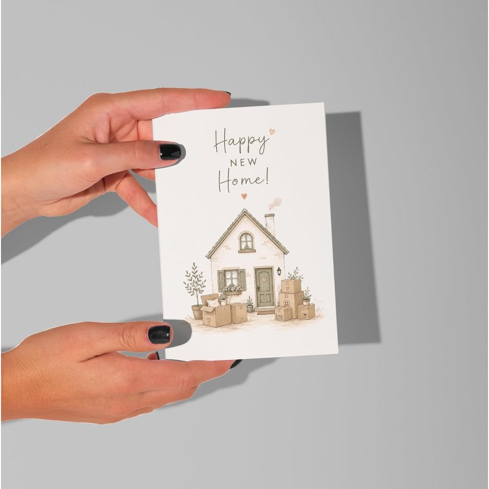 New house moving-in card, Moving and envelope - Happy new home greeting card