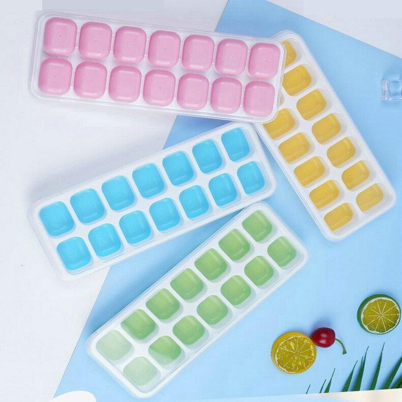 14-compartment ice cube tray, soft-bottomed, easy-release ice box, square silicone ice cube mold, ice cube maker box with lid for homemade ice - 5