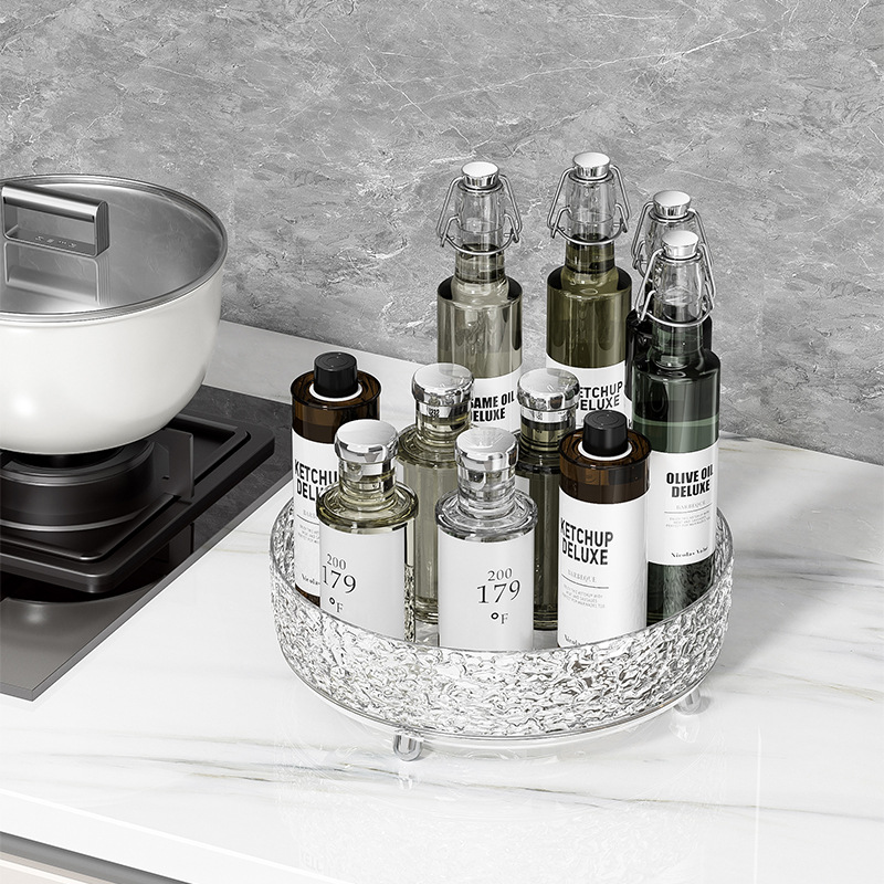 Rotating spice storage rack kitchen countertop multifunctional storage shelf vinegar soy sauce bottle storage rack spice storage box - 3