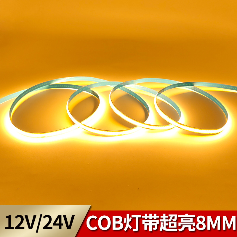 COB LED Strip 12V/24V, 8 mm, CRI 95, 2700K-3500K