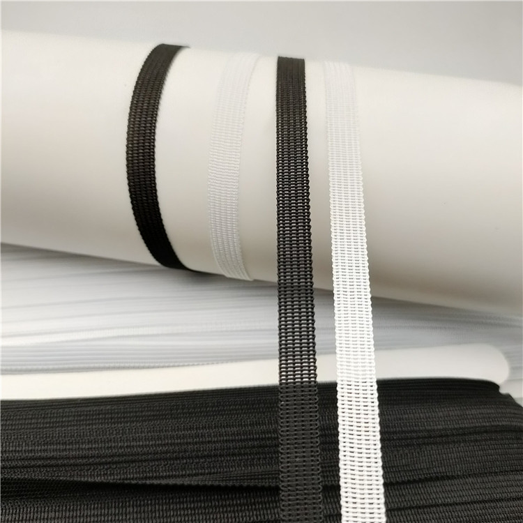 0,7 cm schwarz-weißes nicht elastisches Polyester-Webband mit Hakenkante