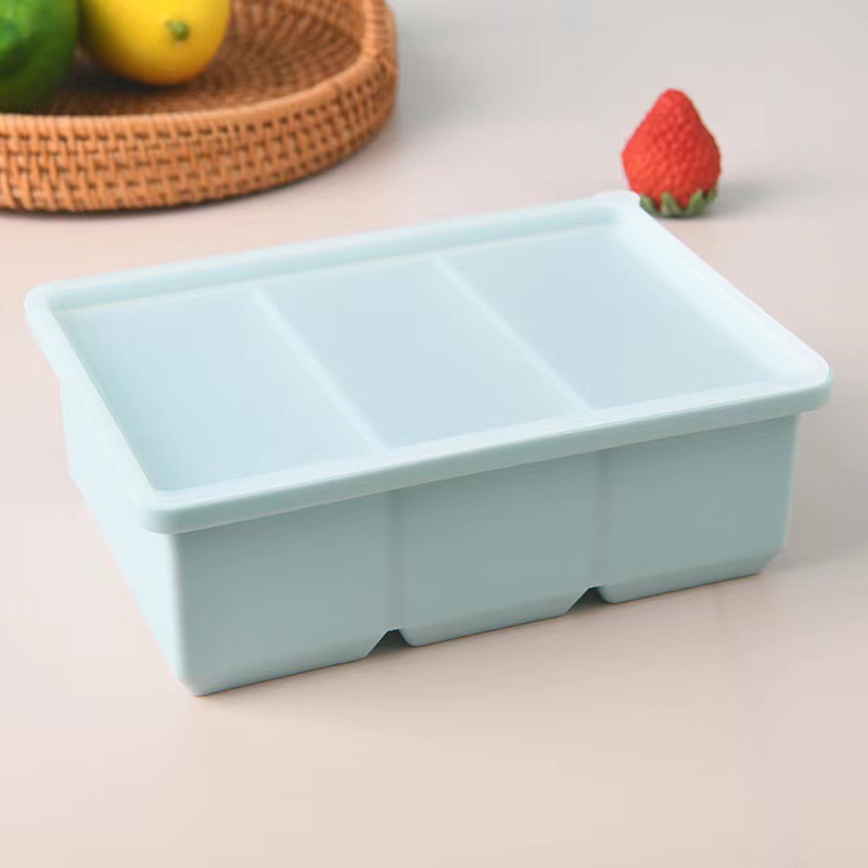 Factory direct supply large size 3-hole silicone ice cube mold with lid DIY creative three-compartment ice mold snow kitchen ice making mold - 6
