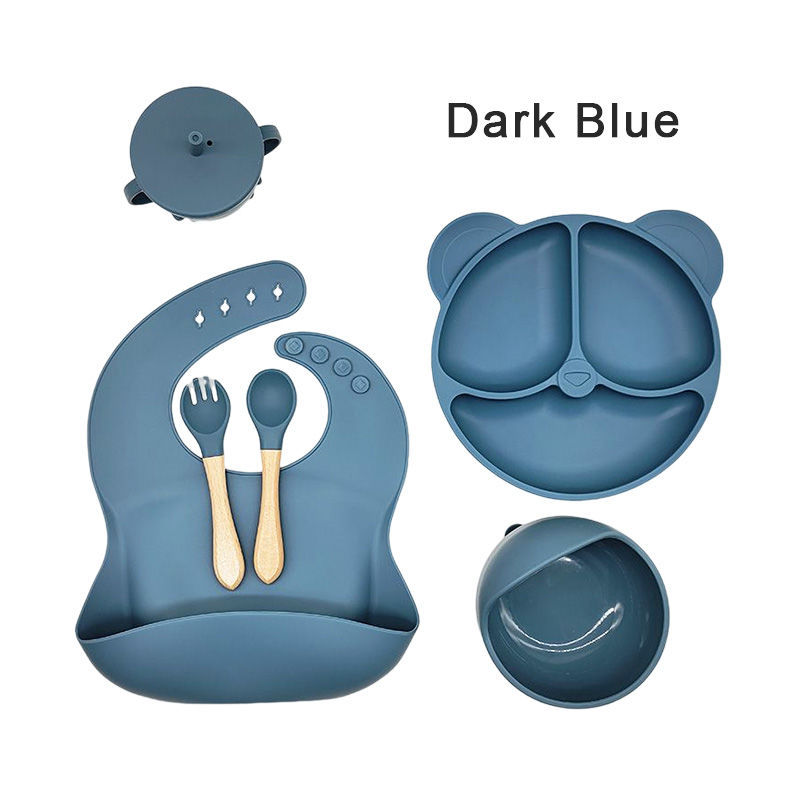 6-Piece Silicone Baby Feeding Set Suction Silicone Placemat Suction Silicone Children's Feeding Plate Suction Bowl Baby Feeding Supplies - 13