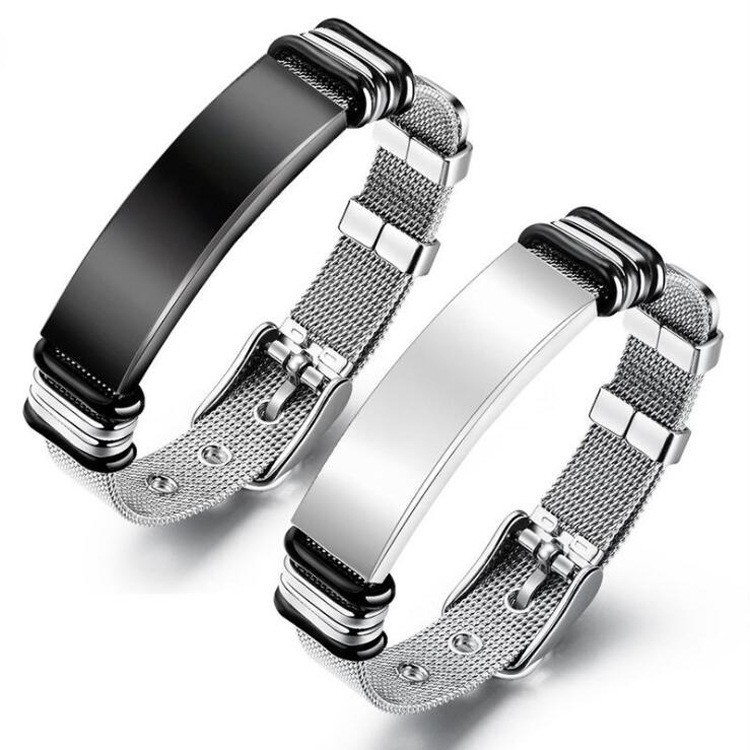 Grenzüberschreitender Schmuck verdickte 201 Edelstahl Herrenarmband modische Mesh-Armband gekrümmte Marke personalisierte Gravur Doppelarmband