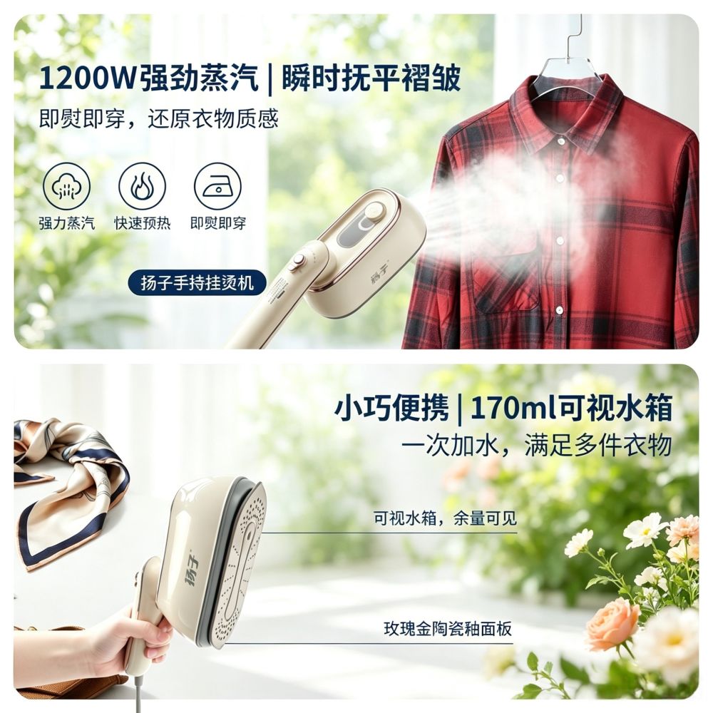 Handheld Electric Iron Portable Electric Iron Dry and Wet Dual-Use Rotating Steam Iron Handheld Garment Steamer