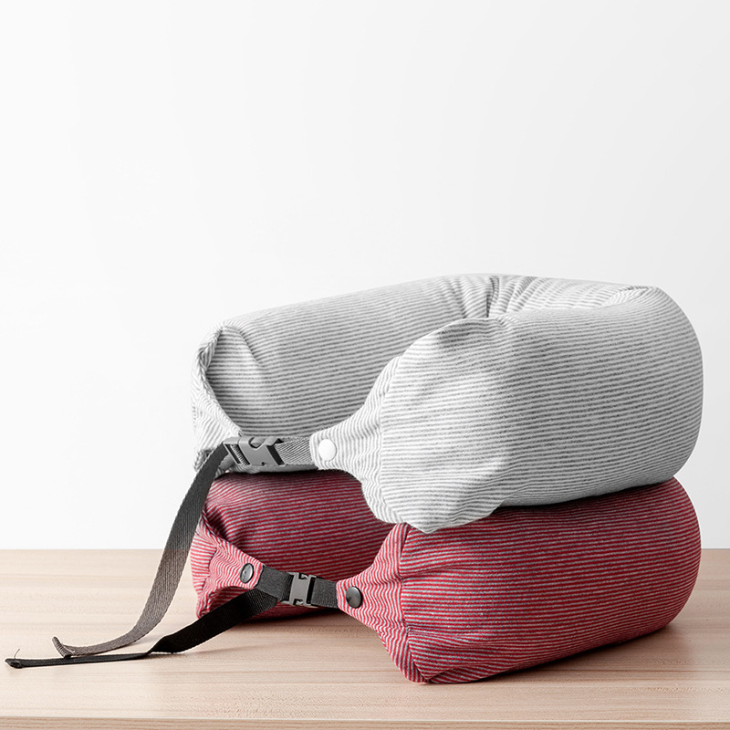 Japanese Style U-Shaped Jersey Neck Pillow with Foam Particles, Travel Size