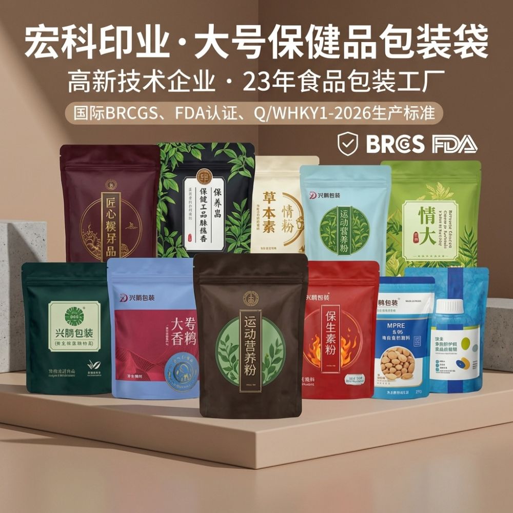 Large Aluminum Foil Composite Stand-Up Pouch for Health Supplements