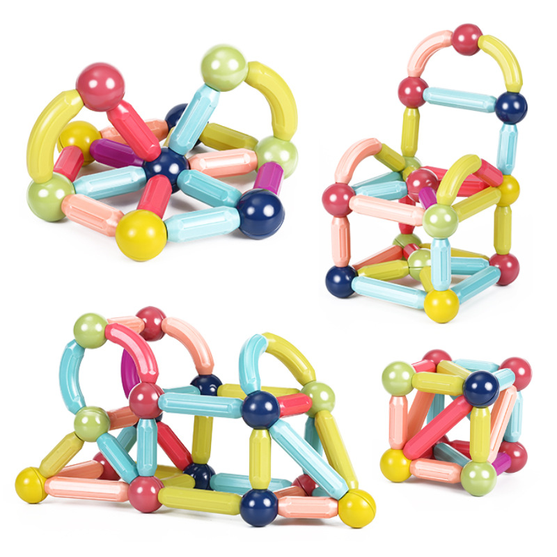 Magnetic Rod and Tile Building Set, Educational Magnetic Blocks for Kids 3+ - 6