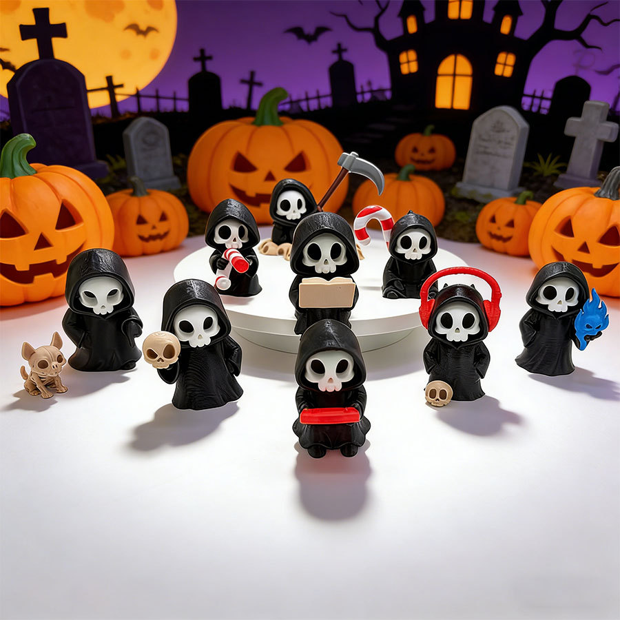 3D baskı Q versiyon sevimli Ölüm (Grim Reaper) el sanatları biblo hediye yaratıcı figür komik model Cadılar Bayramı sürpriz kutu