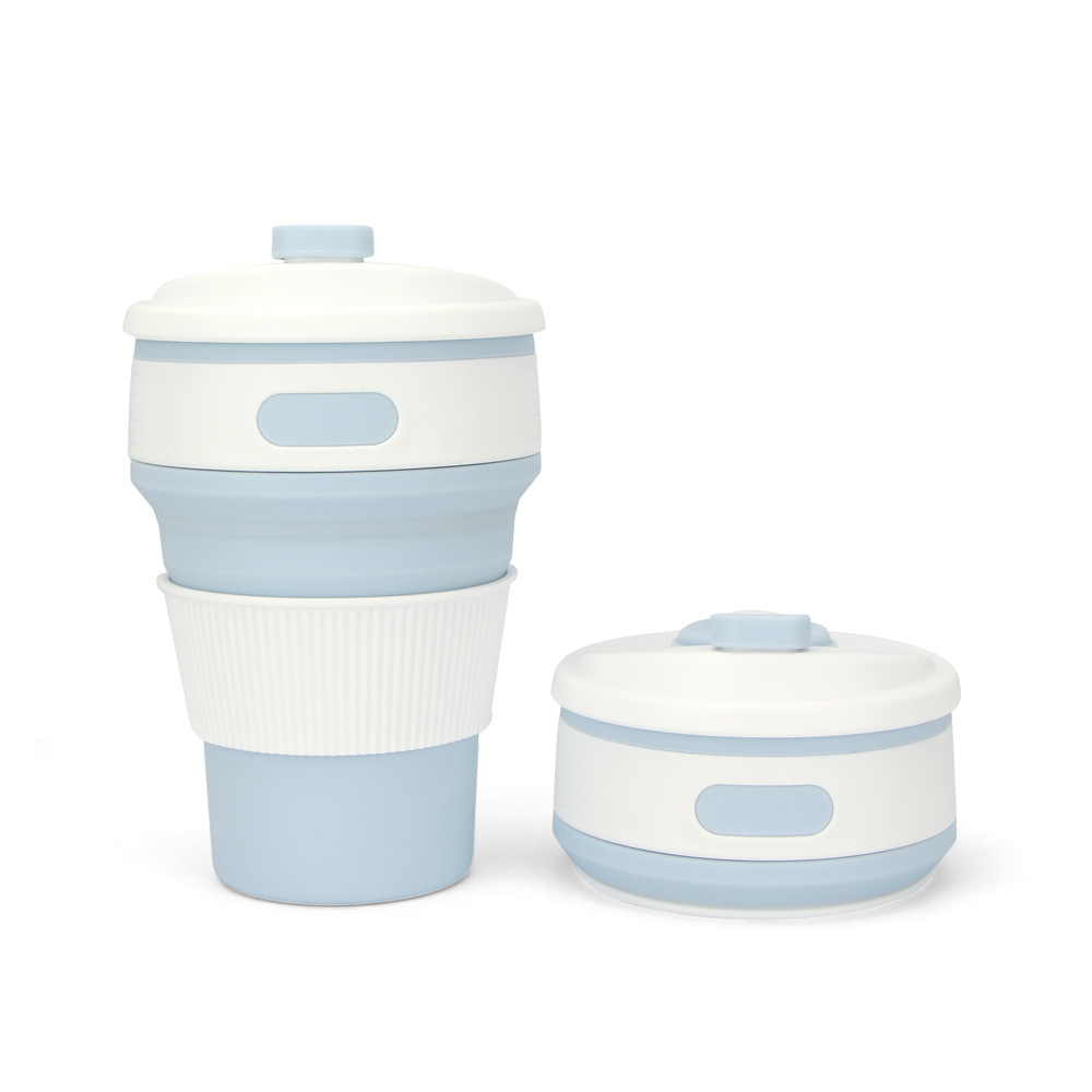 Grenzüberschreitender heißer faltbarer Wasserbehälter 350 ml Silikonbecher praktischer komprimierbarer faltbarer Kaffeebecher Großhändler Hersteller Quelle - 8