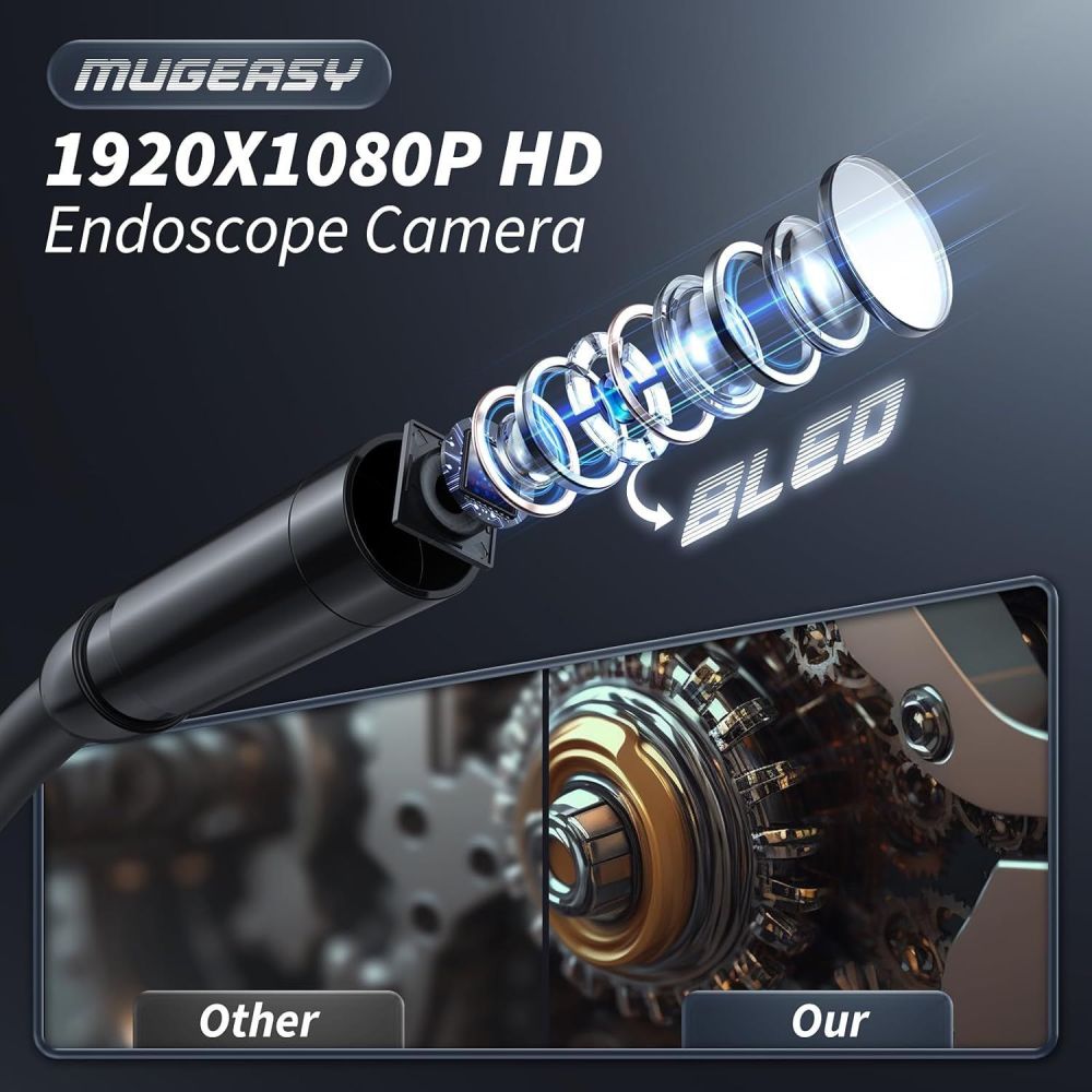 4.3 inch Display Ultra HD Borescope Semi-rigid Cable with Light Industrial Pipe Automotive Inspection Camera