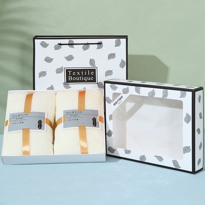 Korallen-Samttuch-Set, 2 Teile, Badetuch Geschenkbox - 1