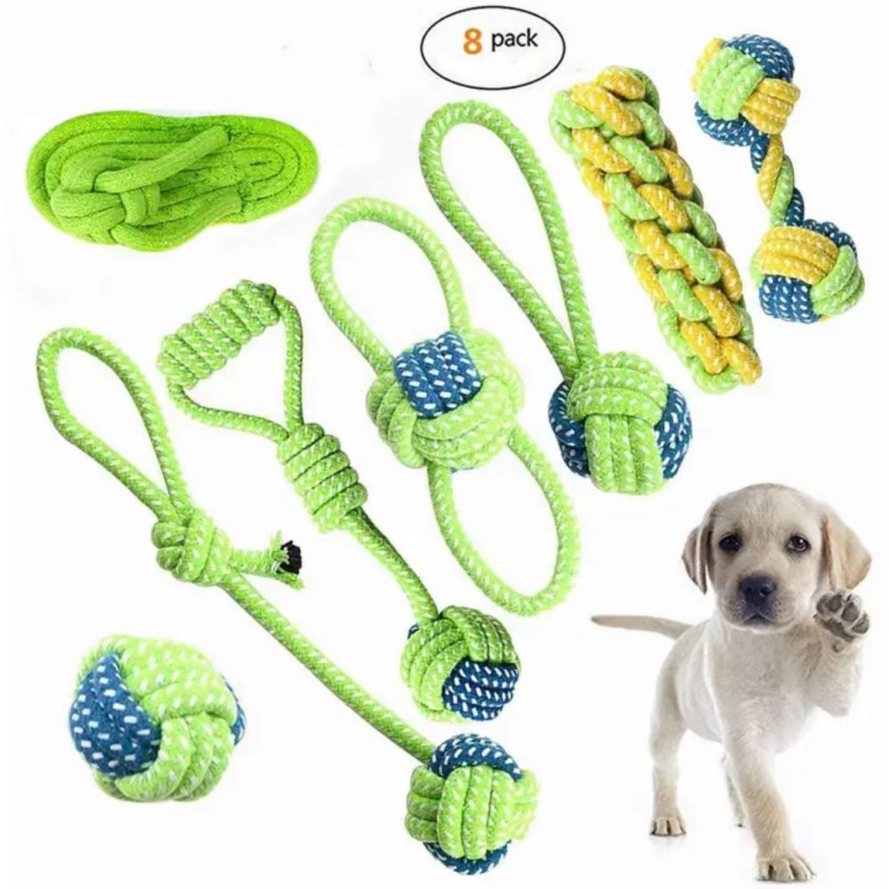 Cotton Rope Cat and Dog Toy Set with Knotted Ball