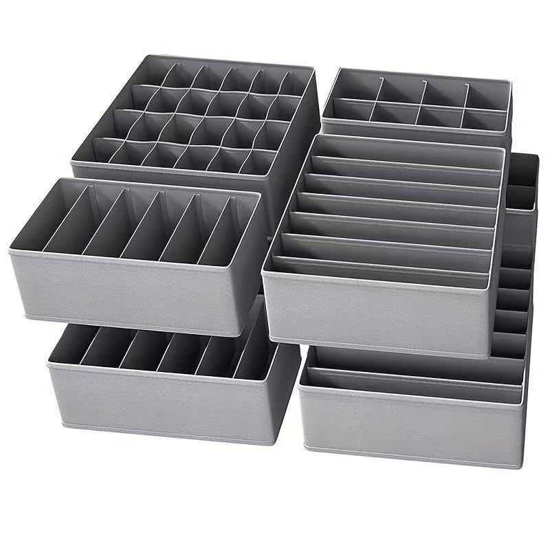 Home Compartment Nonwoven Grid Socks Underwear Storage Box Collapsible Drawer Fabric Storage Container