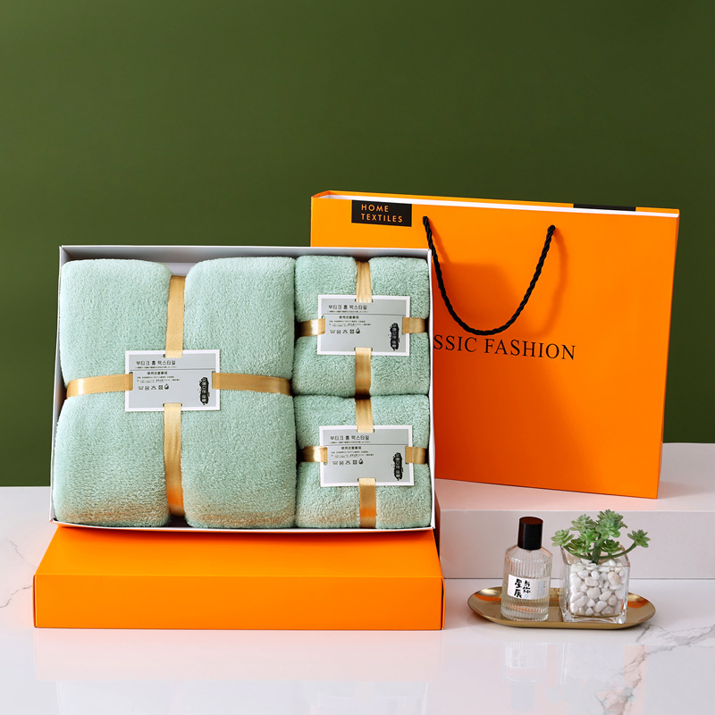 Coral fleece towel 3-piece set custom logo gift box