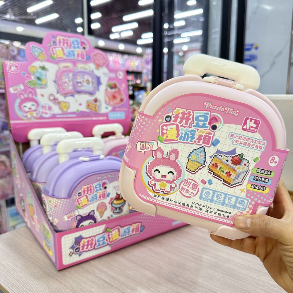 Handmade DIY Bead Play Set in Suitcase for Girls - 1