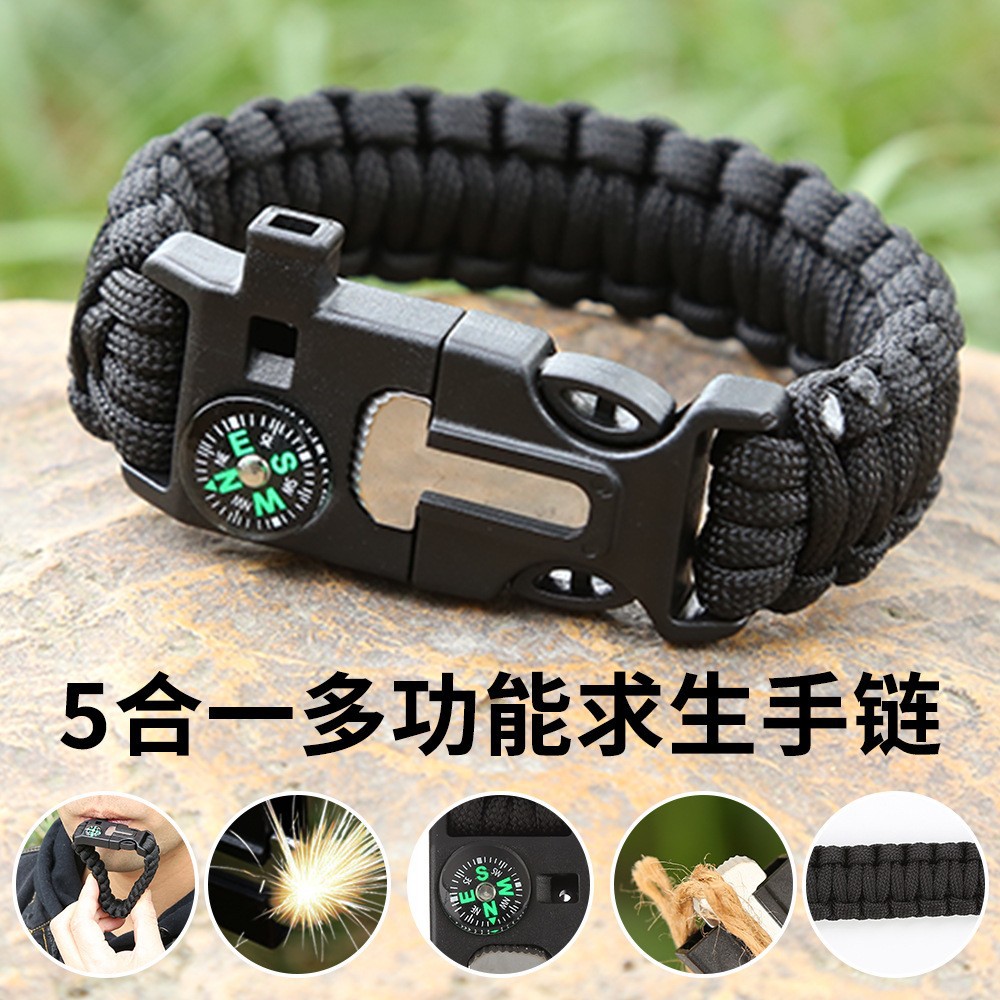 Paracord Bilezik Hayatta Kalma Bilekliği Çok Fonksiyonlu Beşi Bir Arada Çok Fonksiyonlu Dış Mekan Paracord Kamp Macerası Yedi Çekirdekli Bilezik