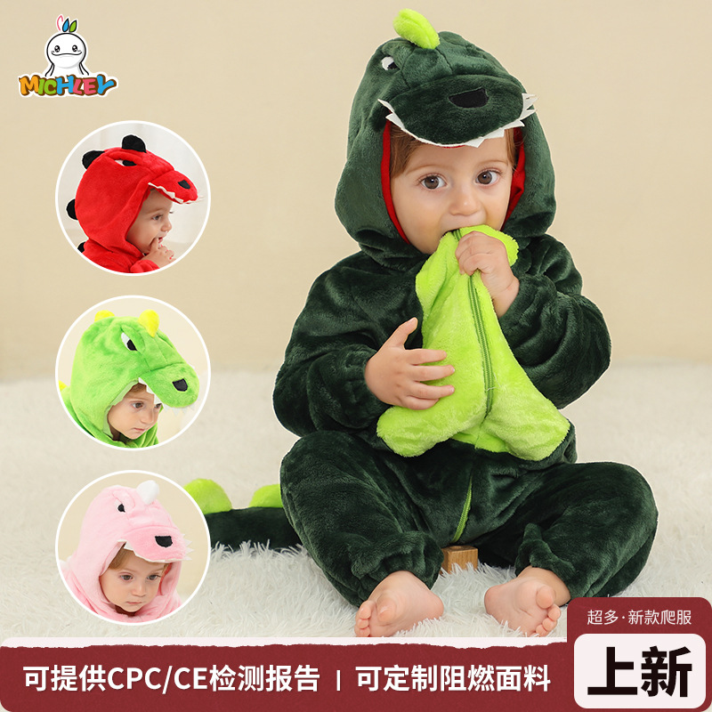 Flanell-Dinosaurier-Kletteranzug für Babys und Kleinkinder