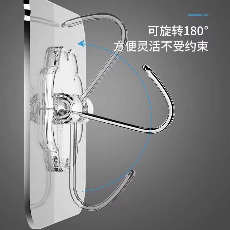 Adhesive Hook Without Drilling, Stainless Steel Transparent Hook for Doors