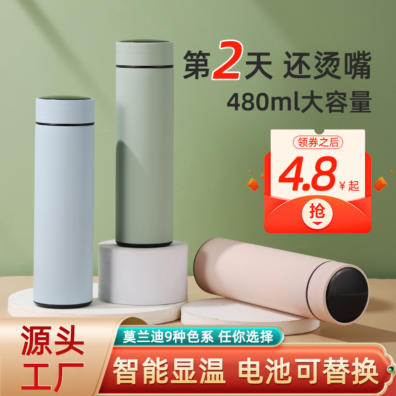 Isolierte Wasserflasche für Damen, elegante Großhandels-Thermoskanne mit intelligentem Temperaturanzeiger aus 316er Edelstahl, spezielle kompakte 304er Taschenflasche. - 3