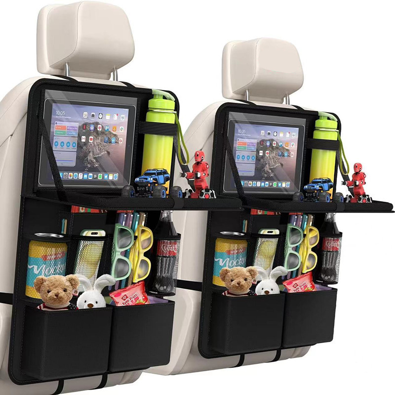 Factory direct sale car seat back storage bag car multifunctional storage bag tablet storage bag anti-kick pad