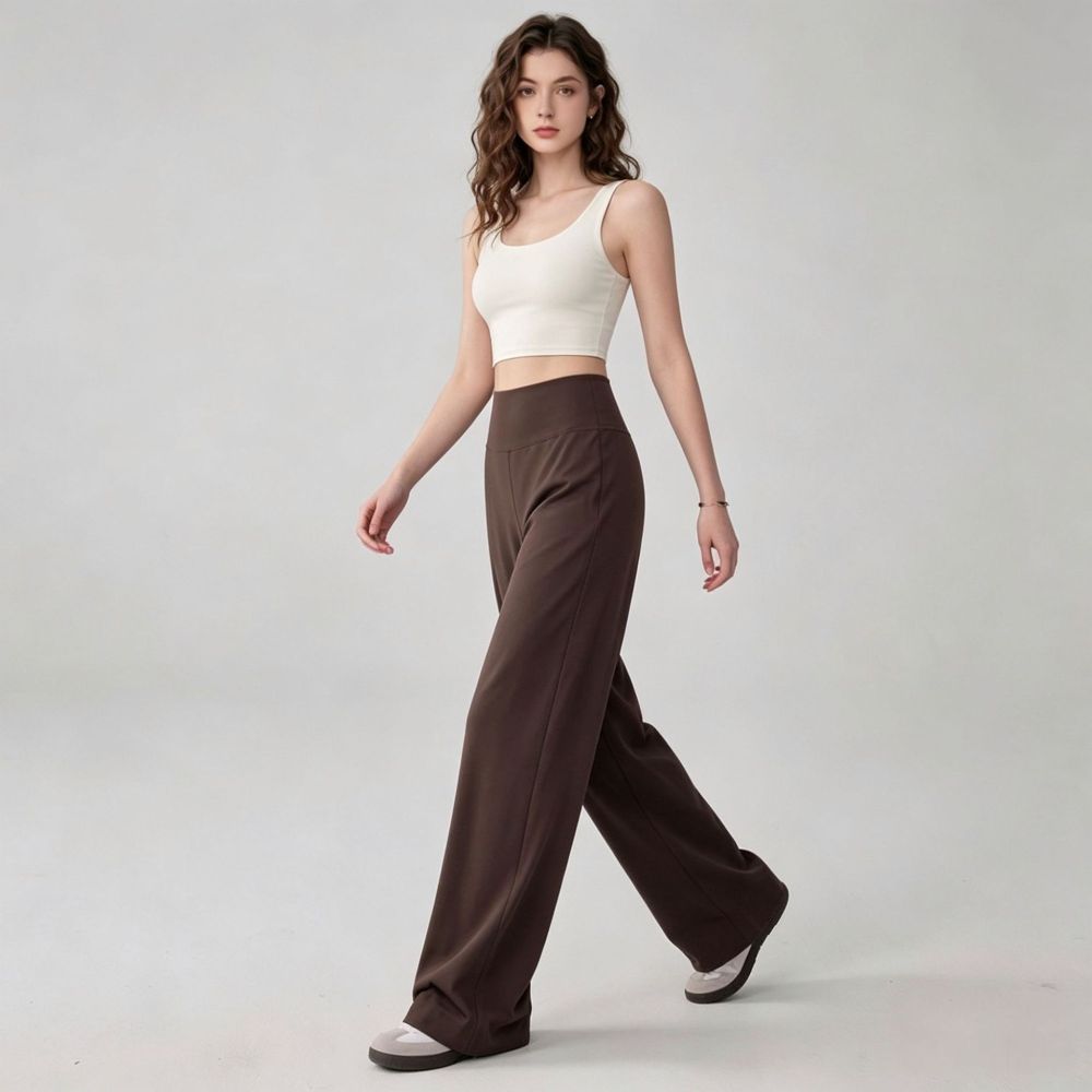 Yüksek Belli Mikro Flare Fitness Yoga Pantolonu, Arka Cepli Düz Paça