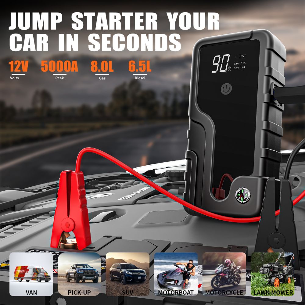 12V пусковое устройство для автомобиля с функцией Power Bank, аварийный пусковой блок для запуска двигателя, аварийный источник питания для запуска автомобиля, аварийный источник питания для запуска автомобиля
