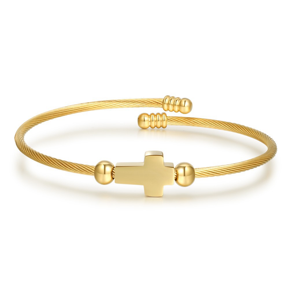 Titanstahl-Armreif, Kreuzdesign, verstellbar - 1