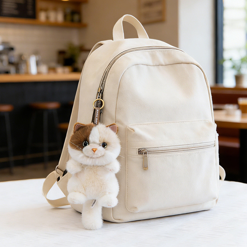 Cute Calico Cat Plush Keychain, Ragdoll Cat Bag Pendant for Girls