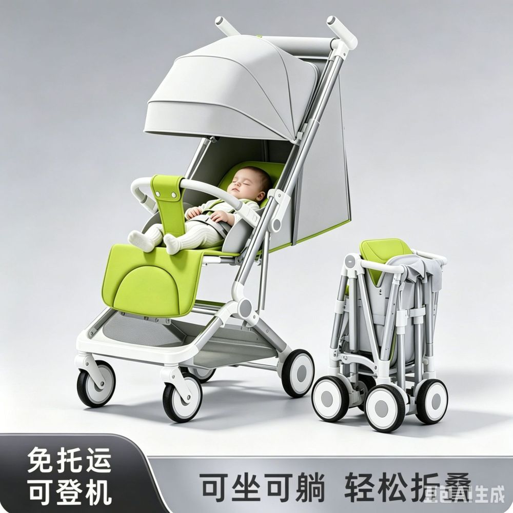 Foldable Baby Stroller with Bidirectional Seating, One-Click Fold