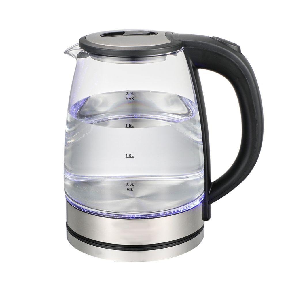 2L Glass Kettle, 110V 220V, Blue Light, Multi-Standard Compatible