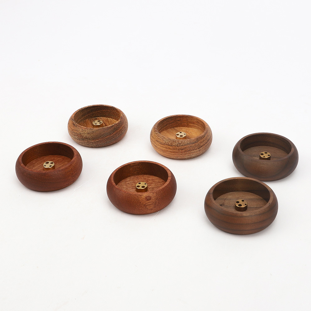 Chinese style black walnut home incense holder 4-hole wooden incense stick holder home handmade incense base fine incense holder - 3