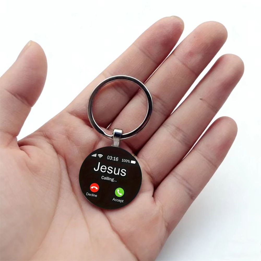 Cross-border Hot Seller Phone Incoming Call Screen Pattern Alloy Glass Keychain Accessory