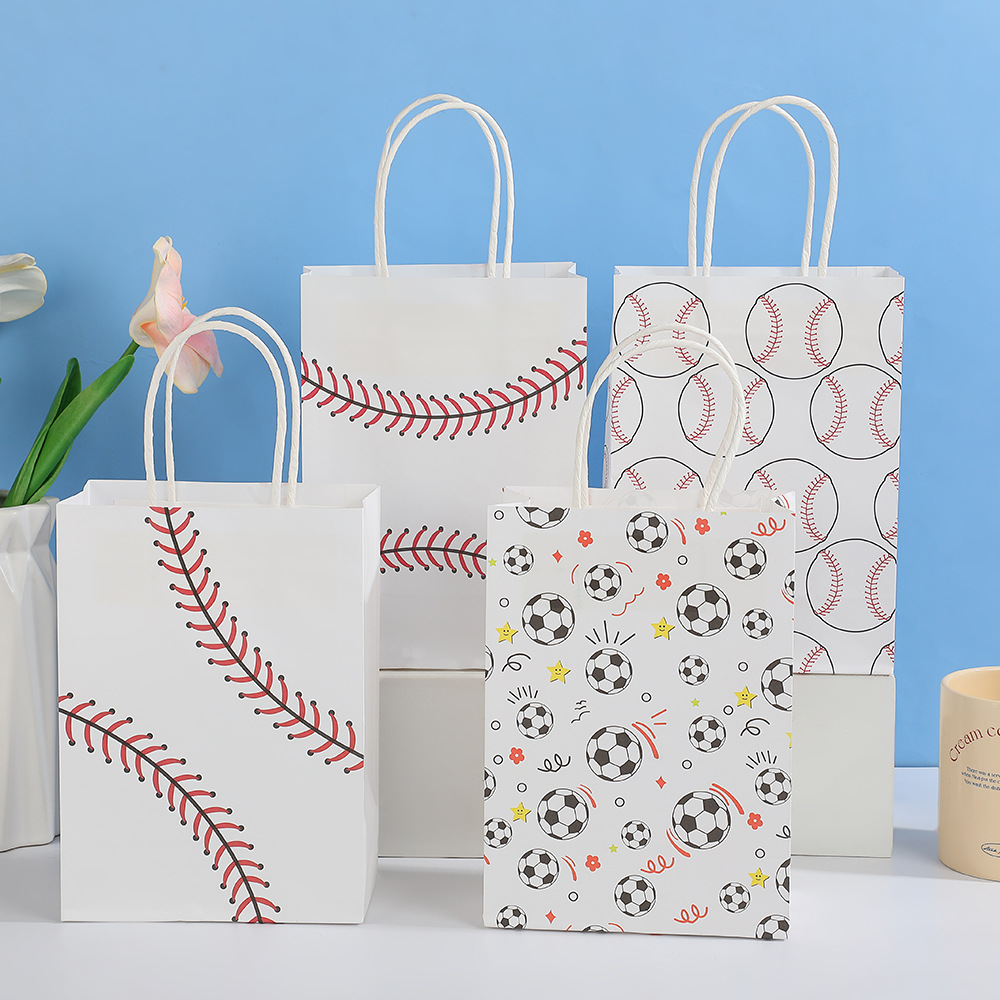 Cartoon Baseball Print Kraft Paper Gift Bag for Kids