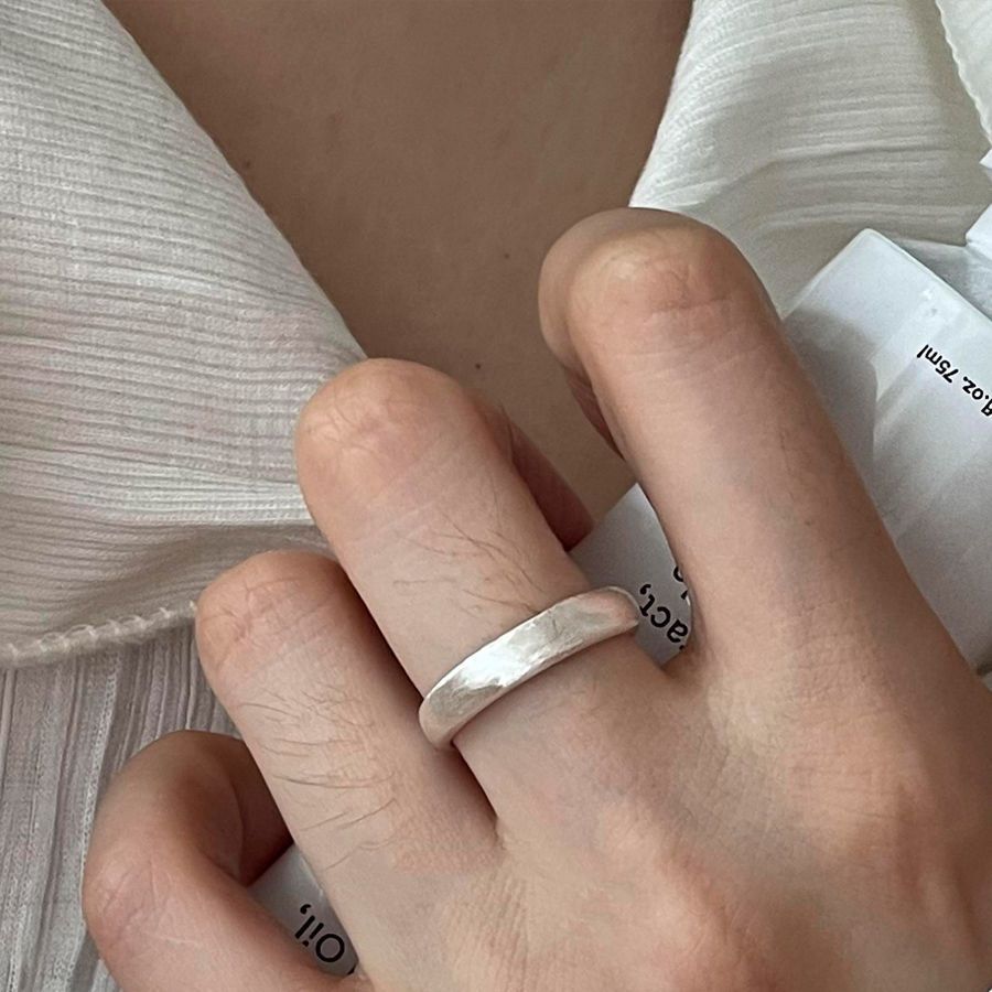 925 silver matte ring women, simple and versatile