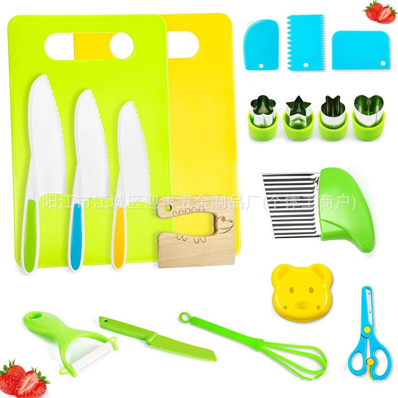 Children's kitchen toy, plastic knife set, safe educational - 1