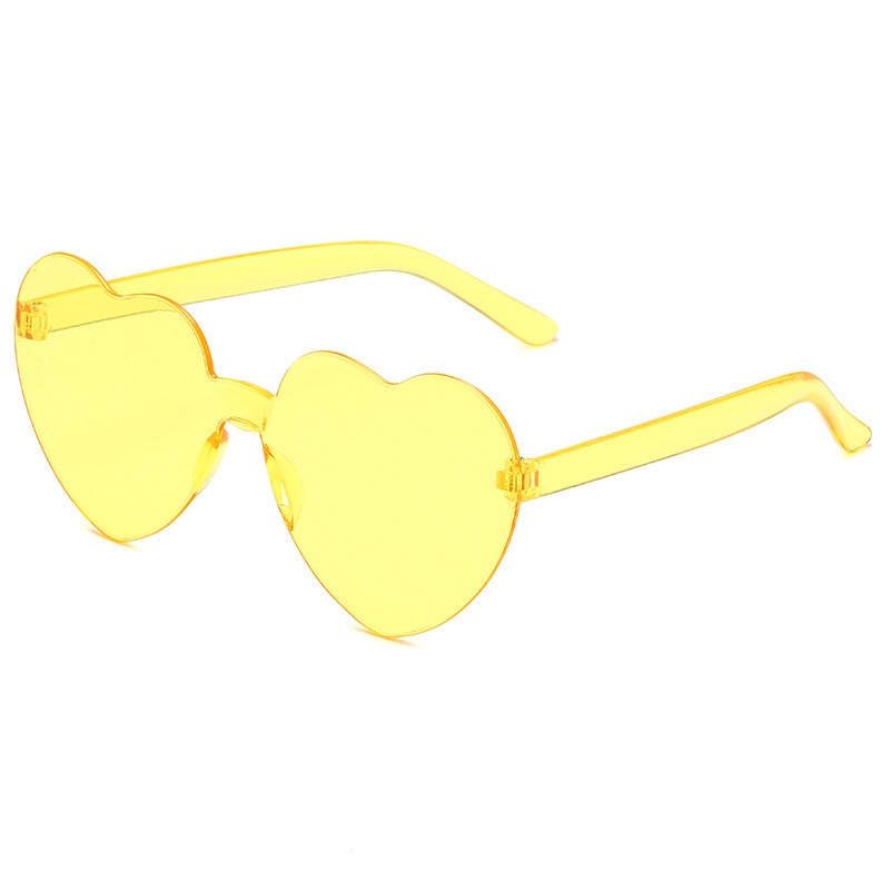 2026 Love SUNGLASSES çerçevesiz kalp şeklinde tek parça güneş gözlüğü renkli şeftali kalp tek parça güneş gözlüğü - 12