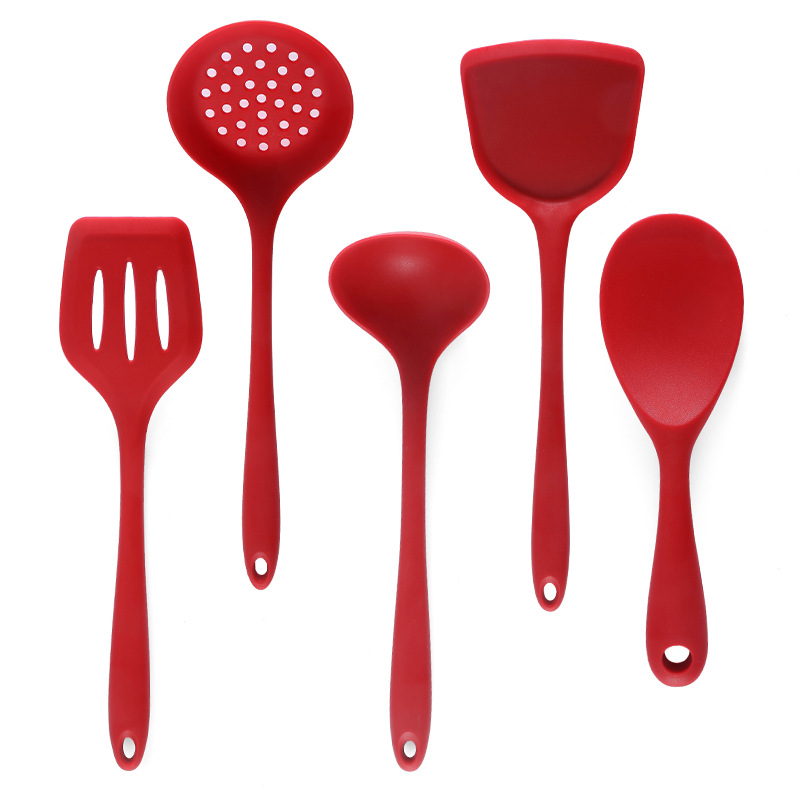 Fabrika çıkışlı silikon mutfak eşyaları mutfak beş parçalı set spatula çorba kaşığı mutfak çok fonksiyonlu pişirme silikon spatula seti