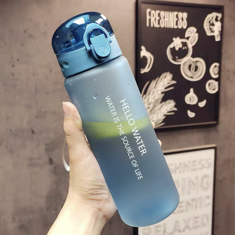 Outdoor sports portable water cup, direct drinking, flip-top lid, plastic cup, high-visibility graduated cup, large capacity cup - 10