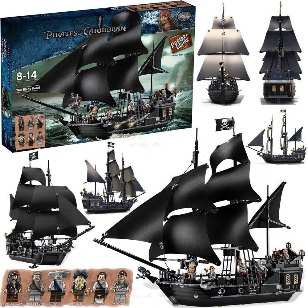 Black Pearl Ship Caribbean Pirates Series 1:1 Adult Building Block Set Compatible with LEG