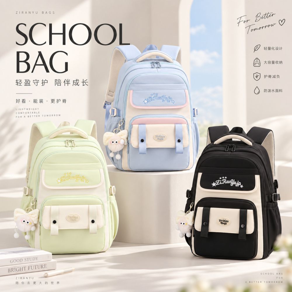 Schulrucksack im College-Stil für Damen, leicht, großes Fassungsvermögen