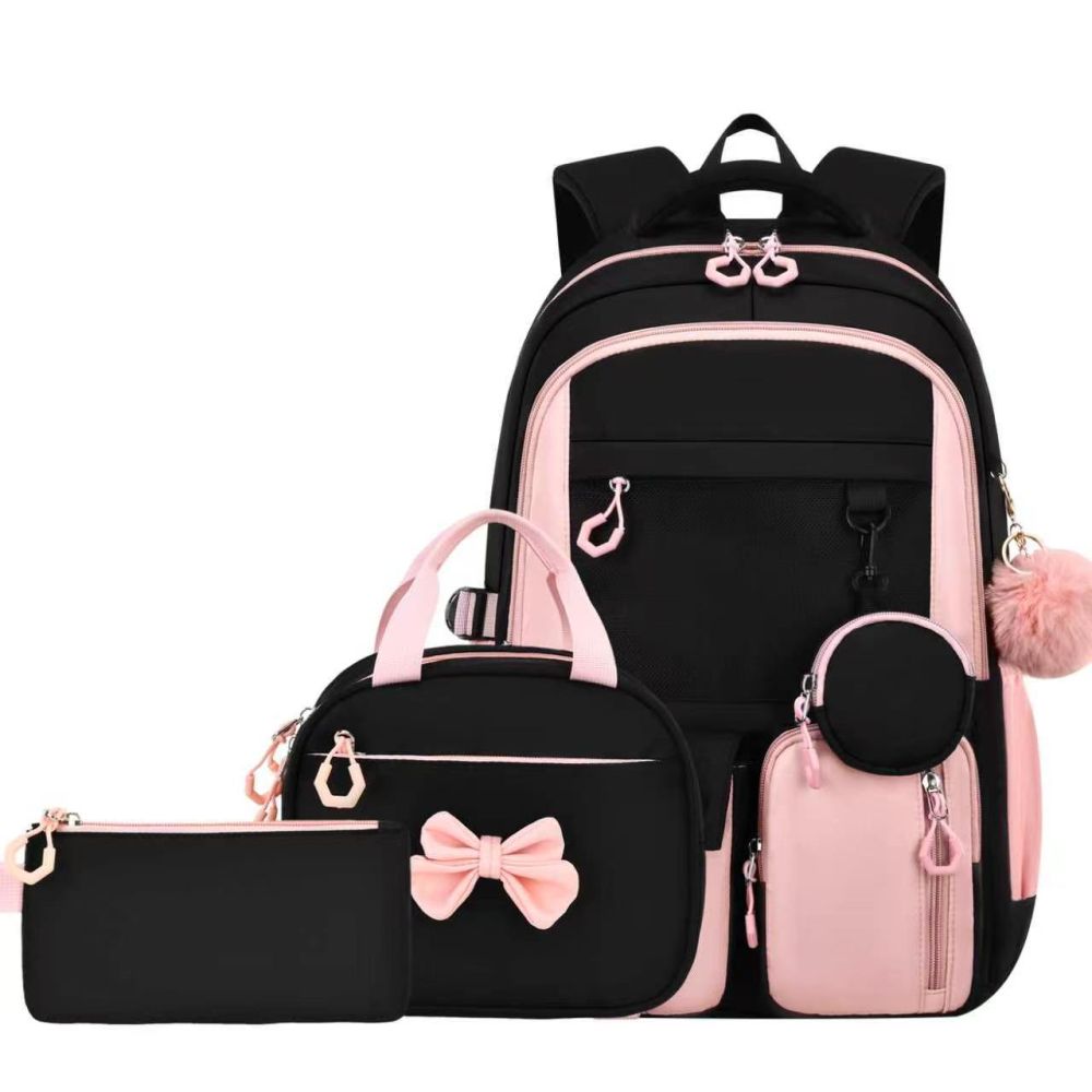 Cross-border New Student Backpack High-value Aesthetics Dual-shoulder Bag Simple Design Factory Three-piece Set Backpack Lunch Bag Pencil Case