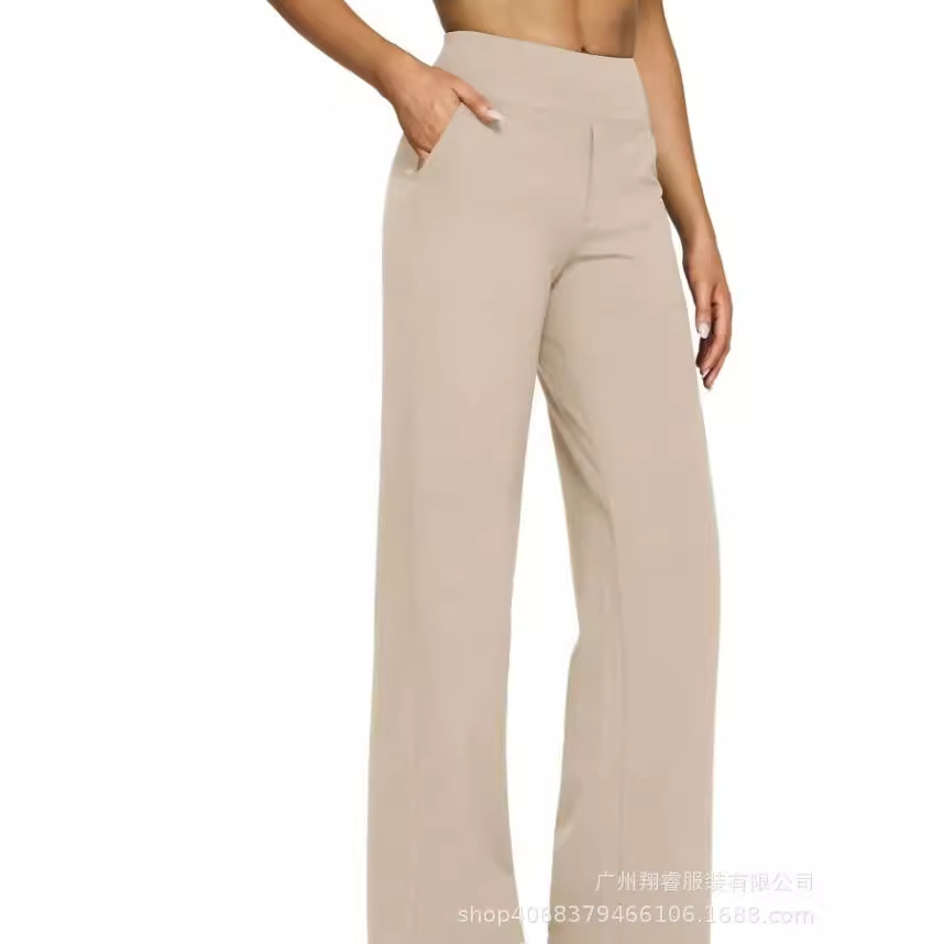 Women's autumn high-waist knitted straight-leg pants with pockets