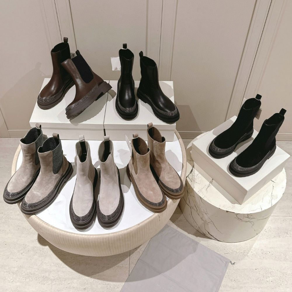 Europäische und amerikanische Mode BC Damen-Stiefel ohne Schnürung, echte Leder-Chelsea-Stiefeletten für Herbst und Winter, bequeme Stiefeletten mit Schaft