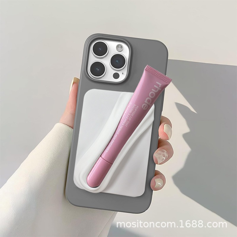 Silicone Phone Case with Lipstick Holder, Soft Protective Cover