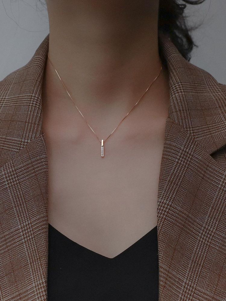 925er Silberhalskette, Damen, Minimalistisch, Rosegold - 1